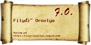 Filyó Orsolya névjegykártya